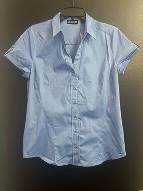 NY&Co Ocean Blue Short Sleeve Shirt